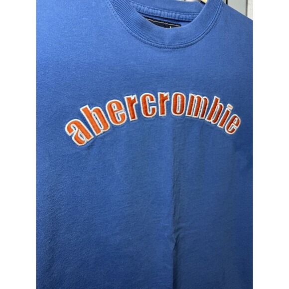 Men’s Vintage Abercrombie T-Shirt Blue Medium Collegiate Preppy 90s Y2K Stitch - Picture 3 of 6